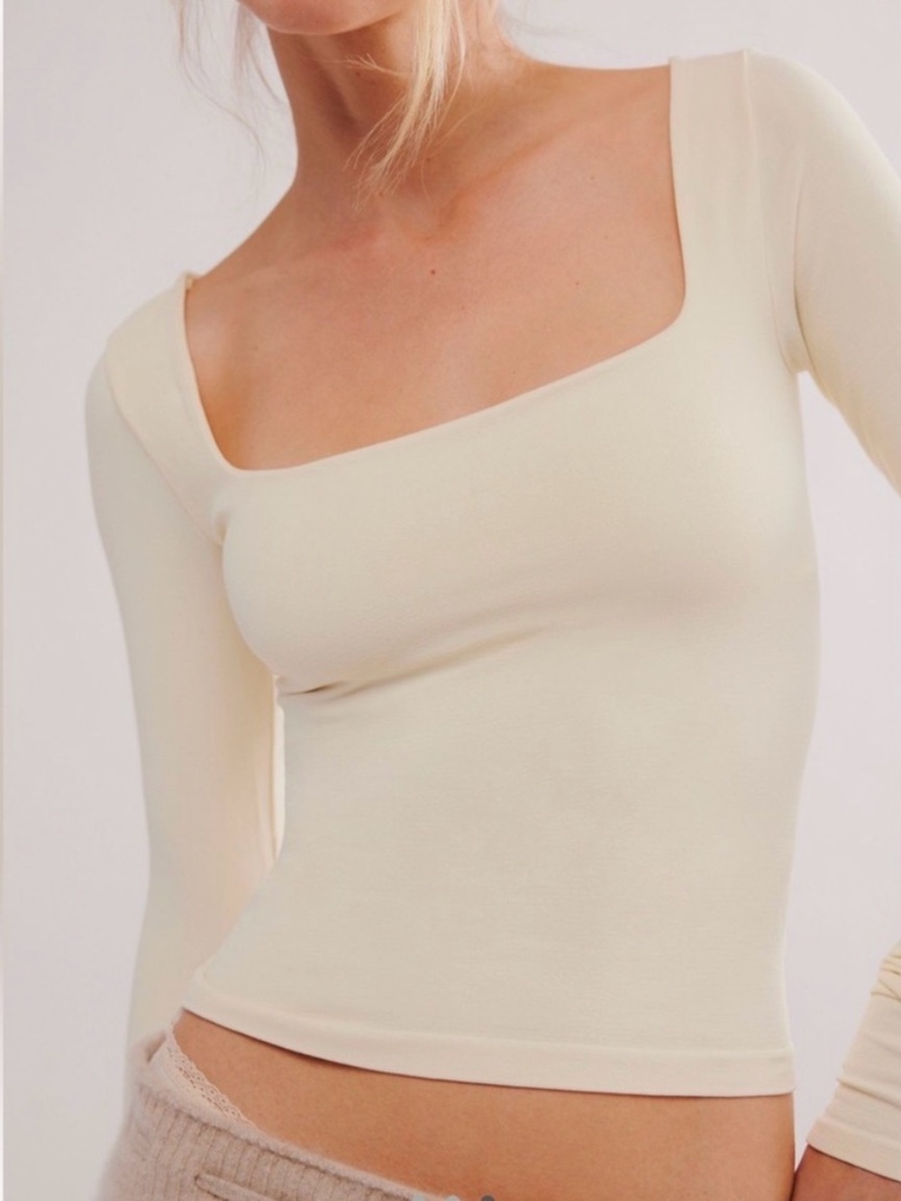 NWT Free People Clean Lines Long Sleeve Ivory